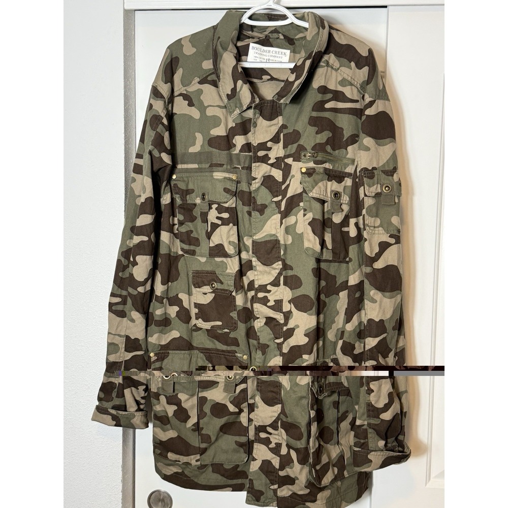 Boulder Creek Field Jacket Mens 3XL Camo Military Utility Safari Hunting Coat